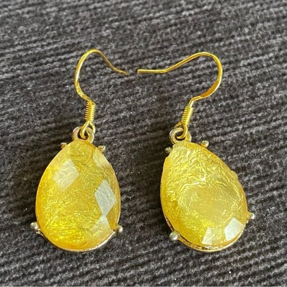 Shimmering Gold Foil Tear Drop Earrings - Picture 9 of 10
